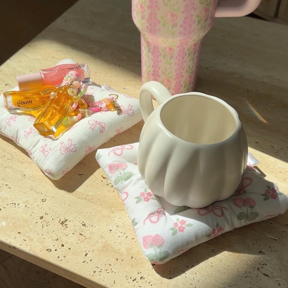 Handmade Puffy Cloud Coaster | Pink Bow Coquette
