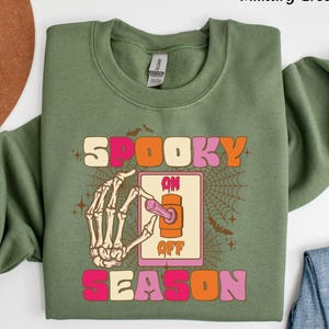 Spooky Season Halloween Crewneck Sweatshirt, Spooky Vibes Clothing, Witty Skeleton Halloween Gift Shirt, funny horror sweater, Ghost Unisex,
