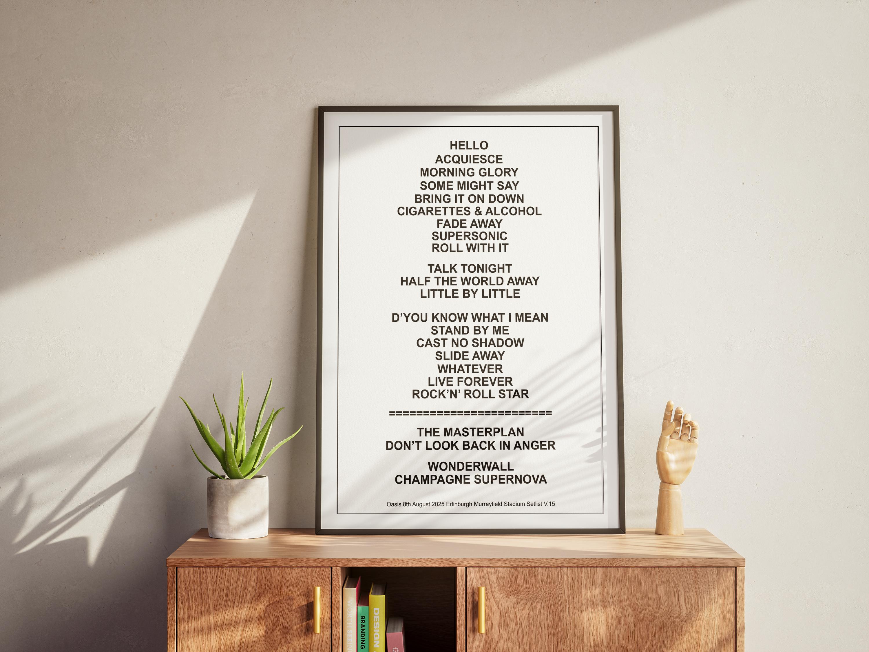 オアシス再結成コンサート セットリスト ポスター：エディンバラ 2025