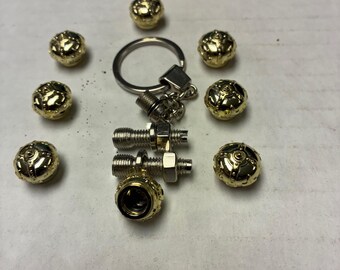 8 Red Crown Valve Stem Caps Color Gold, Key Chain, & 2 License Plate Screws