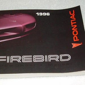 1996 Pontiac Firebird Owners Manual New Old Stock