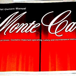 1988 Chevrolet Monte Carlo Manual New Old Stock