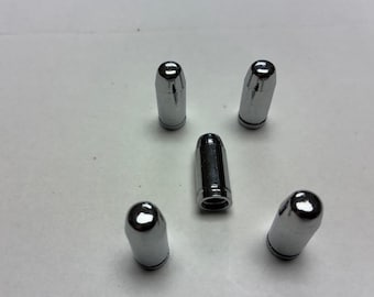 7 Chrome Bullet Valve Stem Caps with License Plate Screws