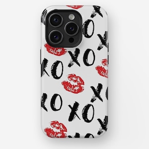 RED KISS XOXO | iPhone 16, 15, 14, 13, 12, 11, x, xr, xs Pro/Max/P/Plus Case, Tough, y2k, Lips, Kiss, XoXo