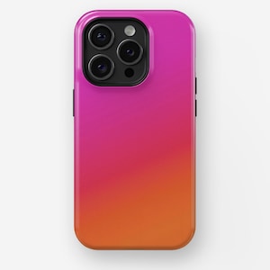 ZOMERHOESJE MET GRADINT | iPhone 16, 15, 14, 13, 12, 11, x, xr, xs Pro/Max/P/Plus-hoesje, stevig hoesje, ombre, schattig, roze, populair