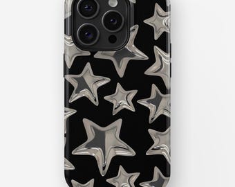 SILVER STAR CASE | iPhone 16, 15, 14, 13, 12, 11, x, xr, xs Pro/Max/P/Plus Case, Tough, Y2k, Black, Star