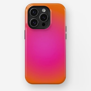 ZOMERHOESJE MET GRADINT | iPhone 16, 15, 14, 13, 12, 11, x, xr, xs Pro/Max/P/Plus-hoesje, stevig hoesje, ombre, schattig, roze, populair
