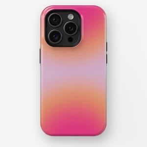 ZOMERHOESJE MET GRADINT | iPhone 16, 15, 14, 13, 12, 11, x, xr, xs Pro/Max/P/Plus-hoesje, stevig hoesje, ombre, schattig, roze, populair