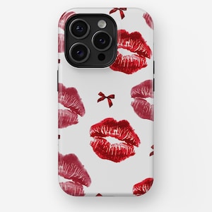 RED KISS CASE | iPhone 16, 15, 14, 13, 12, 11, x, xr, xs Pro/Max/P/Plus Case, Tough, y2k, Lips, Kiss