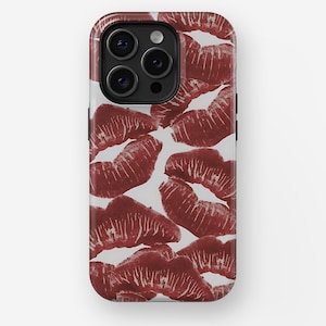 RED KISS CASE | iPhone 16, 15, 14, 13, 12, 11, x, xr, xs Pro/Max/P/Plus Case, Tough, y2k, Lips, Kiss