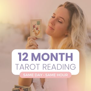 Lectura de Tarot de 12 meses (Entrega el mismo día o la misma hora): Pronóstico del año, perspectivas amorosas, de vida y profesionales, lectura clarividente