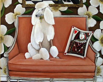 Fine Art Print of Original Painting- Off The Couch- standard poodle painting-