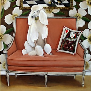 Fine Art Print of Original Painting- Off The Couch- standard poodle painting-