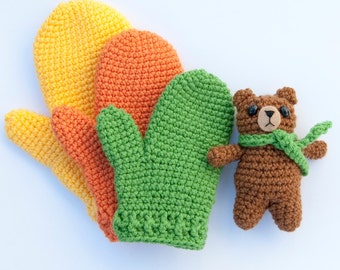 PDF Crochet pattern - Children's Gifting Mittens and Amigurumi Bear