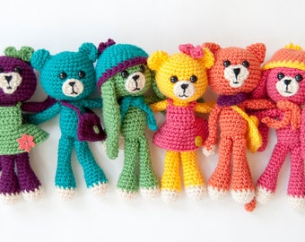 PDF Crochet Pattern - Amigurumi Bear, Bunny and Kitty