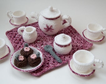 PDF Crochet Pattern - My Nana's Tea Set