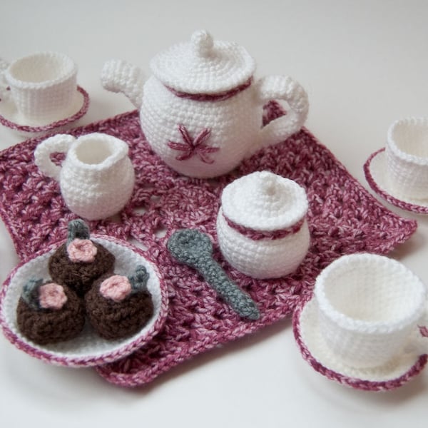 PDF Crochet Pattern - My Nana's Tea Set