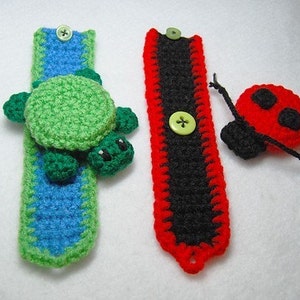 Instant Download Crochet Pattern Pack Turtle and Ladybug Cuff Bracelets image 1