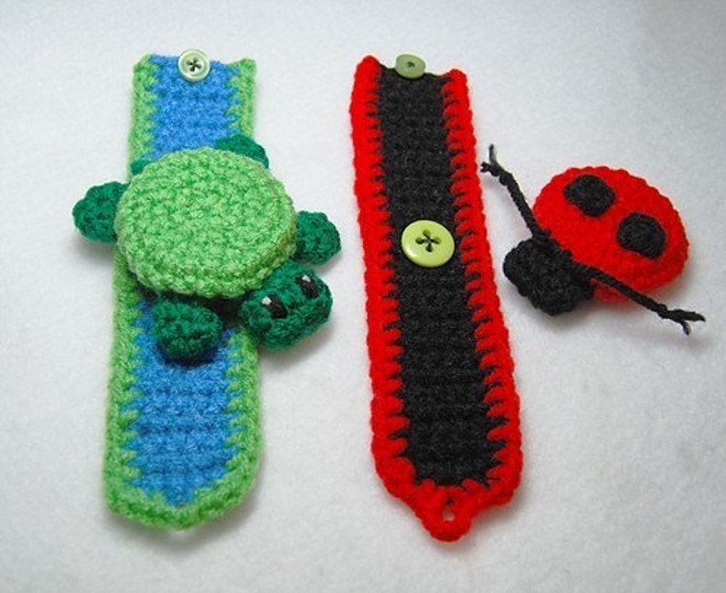 Instant Download Crochet Pattern Pack Turtle and Ladybug Cuff Bracelets image 1