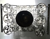 Mid-Century Modern Dorothy Thorpe Highball Shot Glass Ice Bucket Chrome Carrier Mercury Glass Set Polka Dot MCM Design