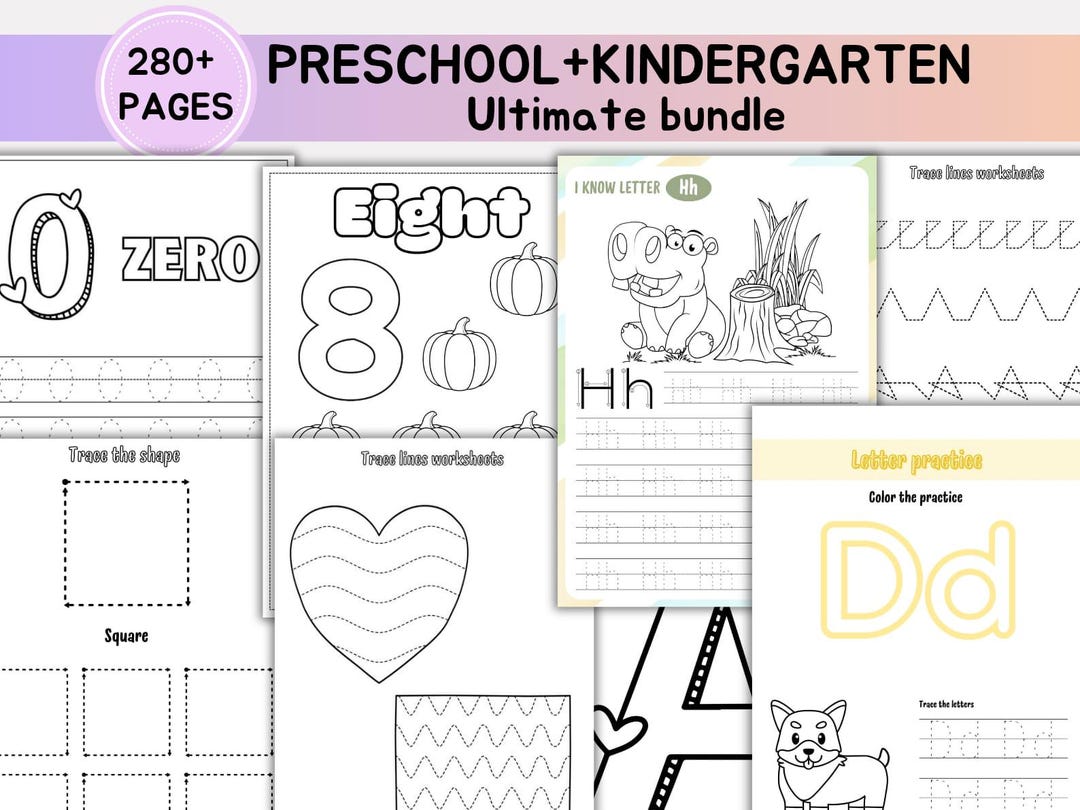 Preschool + Kindergarten Learning Bundle,284+ Pages,printable Activity ...