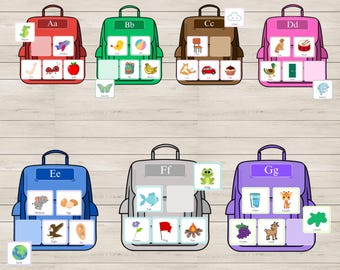 Voorschoolse alfabetaanpassingsactiviteit, druk boek afdrukbaar, letterherkenning, montessori leren, educatief spel voor peuters, download instand
