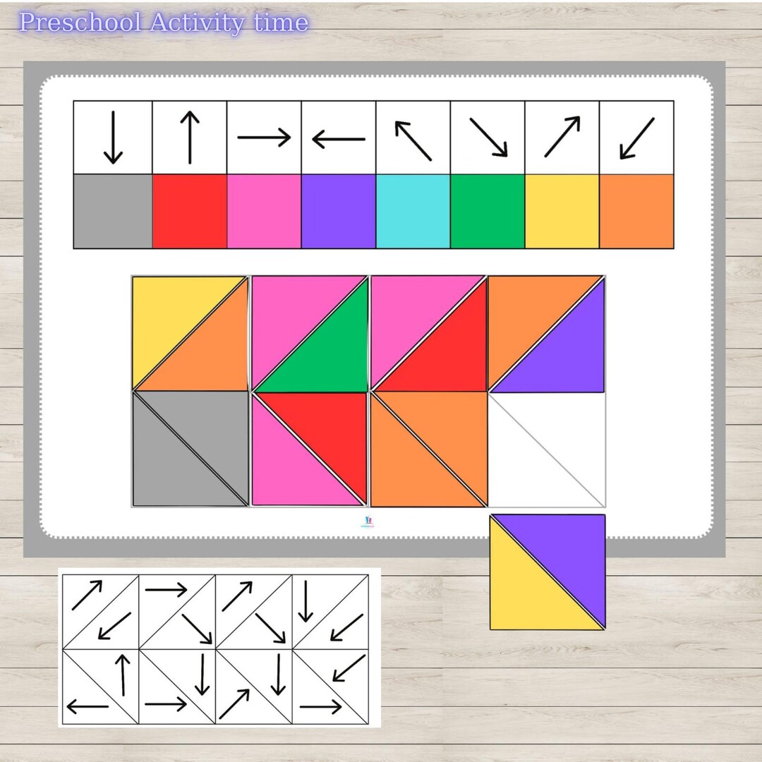 Matching Direction Color, Direction Matching Activity,preschool Visual Perception ...