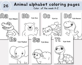 ABC Baby Shower Coloring Book,Educational Animal Alphabet Coloring Pages,baby First ABC Book,Fun Baby shower Game for Keepsake, toddler book