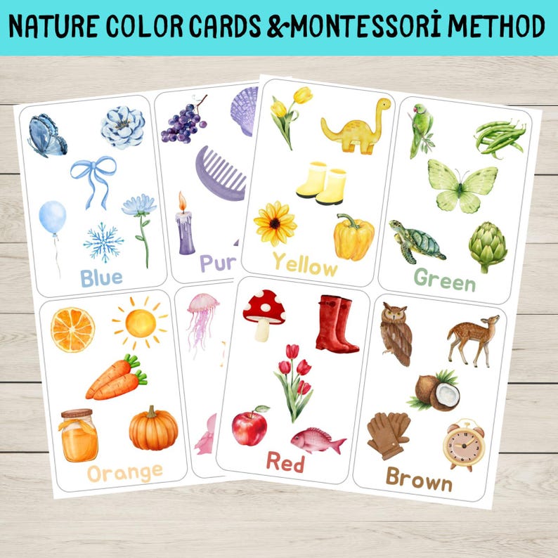 Montessori Nature Color Flashcards for Toddlers | Printable Preschool ...