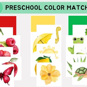 Atividade de correspondência de cores para pré-escola, jogo de aprendizagem divertido e educativo para crianças | Páginas de livros de atividades para impressão, atividade para crianças pequenas inspirada em Montessori