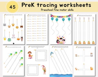 Educator Line Tracing Worksheets for Preschoolers,50 pages Preschool Line Tracing Worksheets, Kindergarten Curriculum Learning, Pre-Cursive.