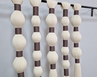 Arte mural de fibra: Cordón enrollado para colgar en la sala - Arte mexicano