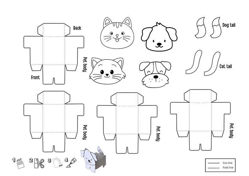 3D Pet House Paper Craft Template - Etsy