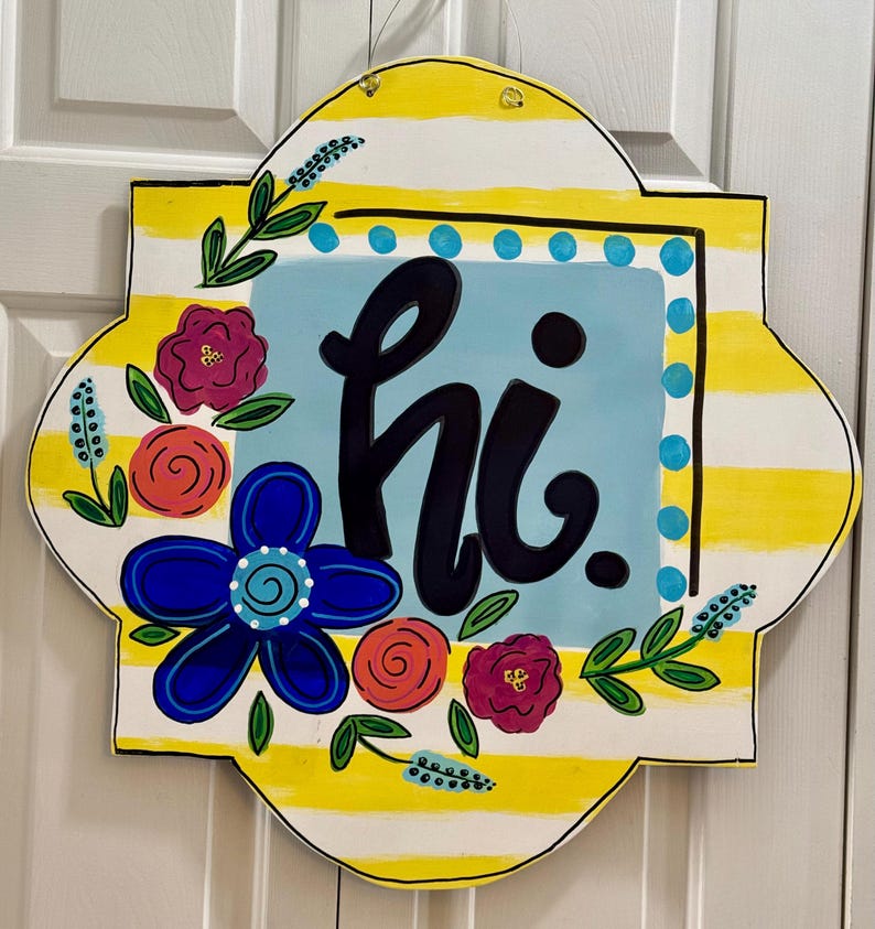 Spring Door Sign, Yellow Hi Sign, Summer Decor - Etsy