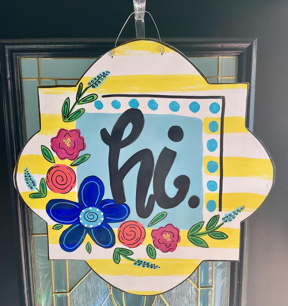 Spring Door Sign, Yellow Hi Sign, Summer Decor - Etsy