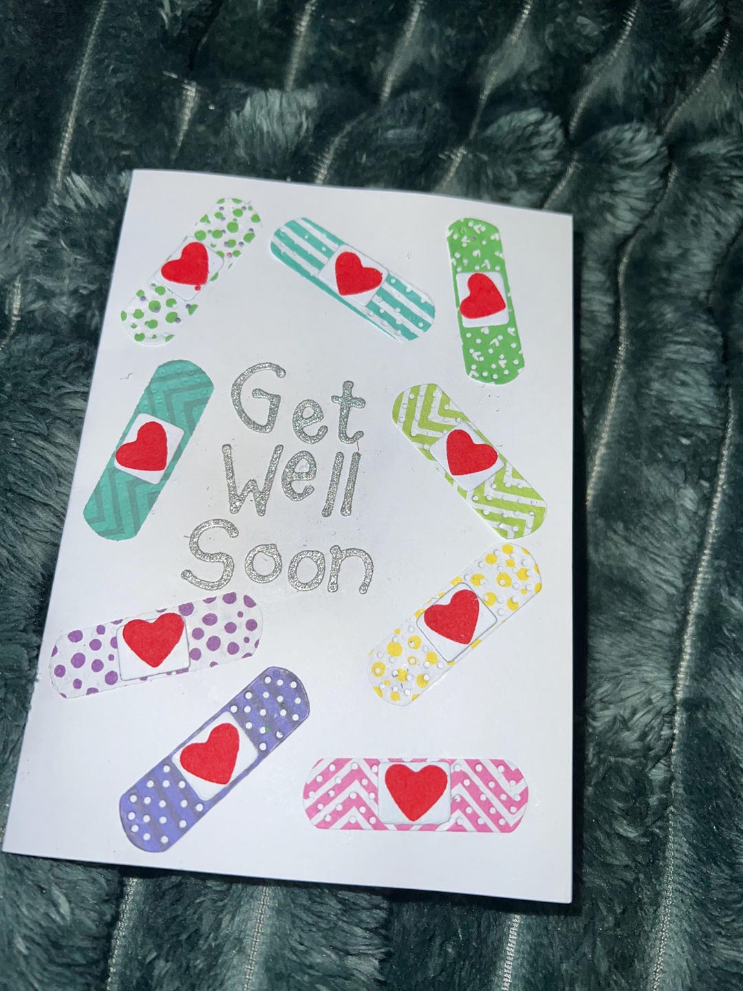 Handmade Get Well Soon Card, Bandages and Hearts Design - Etsy UK