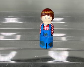 Farmer Peg doll, themed peg dolls, pretend play, dolls, early learning resources, imaginative play dolls, farmer, farm toys