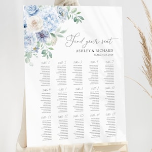 Dusty Blue Floral Wedding Seating Chart (Digital Download)