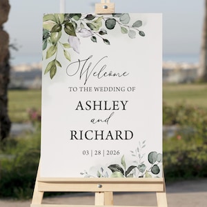 Eucalyptus Wedding Welcome Poster Sage Green Wedding Welcome Sign Template Editable Greenery Wedding Board Eucalyptus Wedding Board 0301