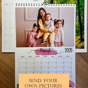 Calendario personalizzato A4 2025 Calendari da parete con foto Design Waves Famiglia Bambino 12 mesi Aggiungi le tue foto e testo Regalo di Natale