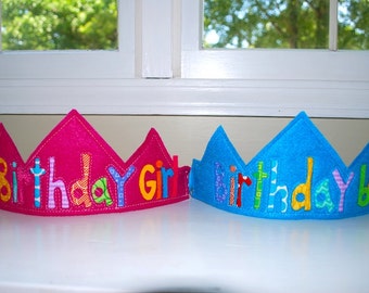 Custom felt and fabric happy birthday crown  birthday boy  birthday girl