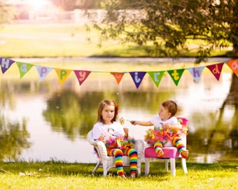 Custom felt and fabric Happy Birthday Pennant Banner