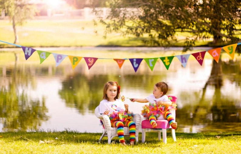 Custom felt and fabric Happy Birthday Pennant Banner image 1