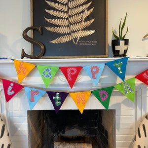 Custom Felt and Fabric Happy Birthday Pennant Double Banner image 4