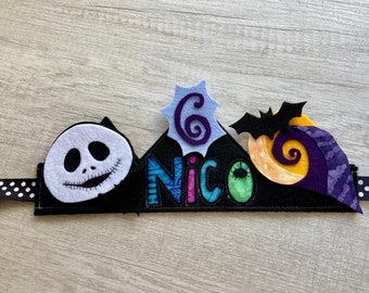 Custom felt and fabric  Happy Birthday Crown  Nightmare before Christmas