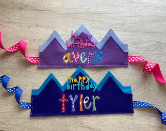 Custom felt and fabric happy birthday crown