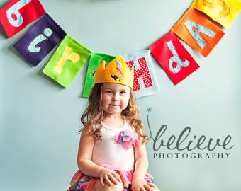 Custom Felt and Fabric Happy Birthday Banner