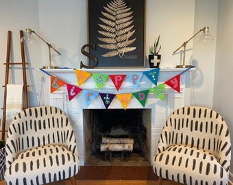 Custom Felt and Fabric Happy Birthday Pennant Double Banner