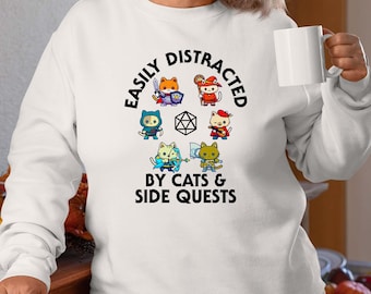 Sudadera de gatos para jugadores de rol, dados D20 frikis, regalo divertido para juegos de mesa