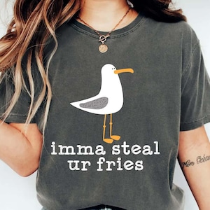 Funny Seagull Shirt Imma Steal Ur Fries Shirt, Beach Humor Tee, Bird Meme Shirt, Summer Vacation Gift, Coastal Animal Pun  for Her or Him